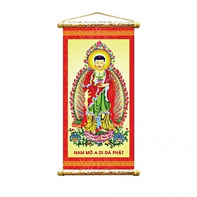 Tranh vải canvas treo tường trang trí nhà cửa, nơi thờ cúng mẫu Tam thánh, Tranh vải sáo trúc hình Phật  VTS - 01