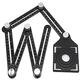 Black Multifunction Aluminum Alloy Six Folding Ruler Multi Angle Measuring Tool