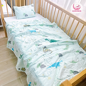 Bộ gối chăn cho bé Katina House, vải cotton satin hàn quốc đẹp, dày dặn, mềm mát, thấm hút tốt