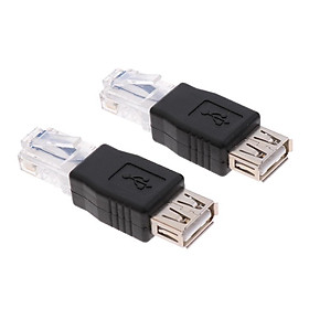 2x Ethernet Male to USB2.0 Female Adapter Plug Socket Network Converter