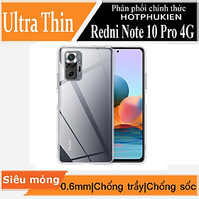 Hình ảnh Ốp lưng silicon dẻo cho Redmi Note 10 Pro 4G hiệu Ultra Thin trong suốt mỏng 0.6mm độ trong tuyệt đối chống trầy xước - Hàng nhập khẩu