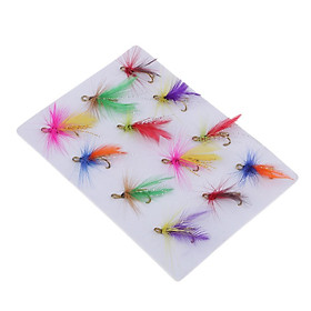 12pcs Fly Fishing Lure Trout Salmon Flies Fish Hook Lure Artificial Insect Made of high quality High carbon steel and feathers