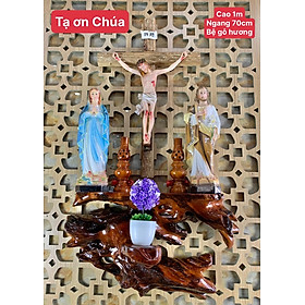 Mua Bàn thờ Chúa gỗ hương️||Bàn thờ Chúa bệ bằng gỗ hương||Thánh giá Chúa cao 85cm tượng Chúa cao 60cm bằng Poly