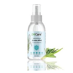 Xịt Phòng Tinh Dầu Sả Hoa Hồng Hữu Cơ Organic 24Care 50ML/100ML - Kháng khuẩn - Khử mùi hôi - Đuổi muỗi, côn trùng - Trải nghiệm đa sắc của mùi hương, toát lên vẻ bí ẩn - Hương thơm thư giãn