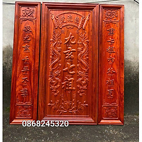 Mua Tranh cửu huyền thất tổ bằng gỗ hương đỏ kt 115×127×4cm