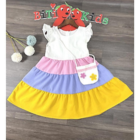 Váy trẻ em, đầm bé gái kèm túi siêu xinh thiết kế cao cấp 4 màu size từ 0-8 tuổi
