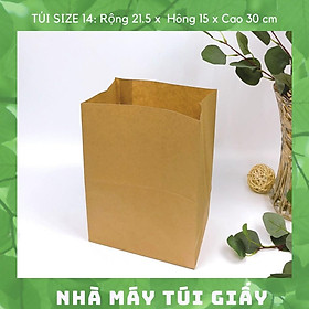 Mua 100 CHIẾC TÚI GIẤY KRAFT SIZE 14: 21.5x15x30 KHÔNG QUAI ( ẢNH THẬT SHOP TỰ CHỤP)