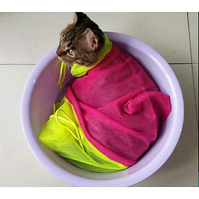 Túi Lưới Tắm cho Mèo ( túi lưới tắm chống mèo cào)