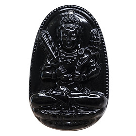 Mặt dây chuyền Hư Không Tạng Bồ Tát Obsidian tự nhiên - Phật Bản Mệnh cho người tuổi Sửu, Dần size lớn VietGemstones