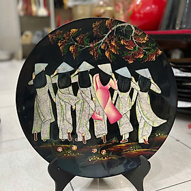 Mua Dĩa sơn mài cao cấp Thanh Bình Lê họa tiết cô gái áo dài Việt Nam