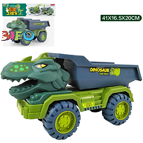 Đồ chơi mô hình xe ô tô khủng long chuyên dụng xe cẩu, xe xúc,xe tải có sẵn khủng long nhỏ đi kèm cho bé