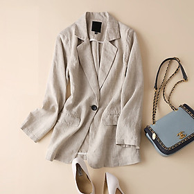 Áo vest blaze nữ 1 lớp linen dài tay túi bổ nắp, chất vải Linen mềm mại, thời trang thương hiệu chính hãng