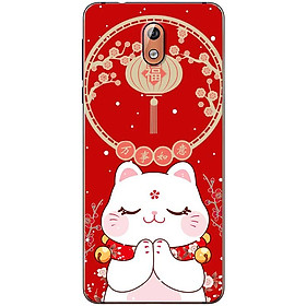 Ốp lưng dành cho Nokia 3.1 mẫu Mèo may mắn chắp tay
