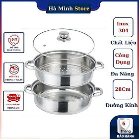Mua Nồi hấp 2 tầng inox đường kính 28cm  nồi hấp bánh bao  Xửng hấp 2 tầng đa năng phù hợp với các loại bếp Hà Minh Store
