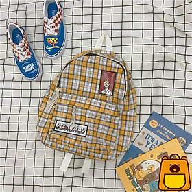 Balo thời trang đi học phong cách ullazzang Style Hàn Quốc họa tiết kẻ caro basic phù hợp mọi hoàn cảnh có khả năng chống thấm nhẹ Popopanda BL005