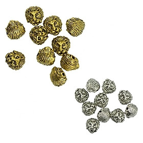 10pcs Solid Metal Lion Head Beads Findings for Jewelry DIY-Gold/Silver