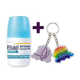 Lăn Khử Mùi Hằng Ngày Etiaxil Deodorant Anti-Transpirant 48h Roll-On Peaux Sensibles (50ml) + Tặng 1 Móc Khóa Nhựa 2 Mặt