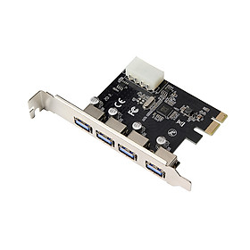 PCI-E to 4 USB3.0 Ports Expansion Card PCI Express to USB3.0 Adapter Card with Large 4Pin Power Interface for Desktop PC