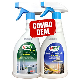 Combo tẩy cặn canxi nhà tắm HGO Plus  tẩy dầu mỡ nhà bếp HGO bình xịt 500ml, sử dụng tiện lợi hiệu quả tiết kiệm