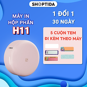 Máy in nhãn nhiệt hộp phấn hồng Shoptida H11 kết nối bluetooth thiết kế nhỏ gọn kèm 5 cuộn tem nhãn- Hàng Chính Hãng - H11 KÈM 5 CUỘN TEM NHÃN