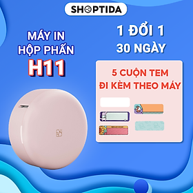 Mua Máy in nhãn nhiệt hộp phấn hồng Shoptida H11 kết nối bluetooth thiết kế nhỏ gọn kèm 5 cuộn tem nhãn- Hàng Chính Hãng