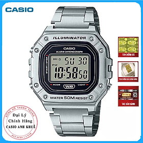 Đồng Hồ Casio nam W-218HD-1AV Dây Kim Loại Mặt Vuông