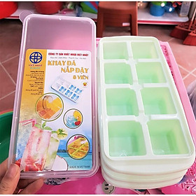 Mua Combo 3 khay đá có nắp loại 8 viên nhựa Việt Nhật  Khay đựng đá viên