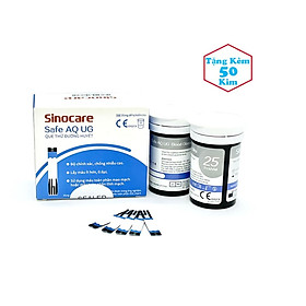 Hộp 50 que thử đường huyết cho máy Sinocare Safe AQ UG + Tặng 50 kim chích máu
