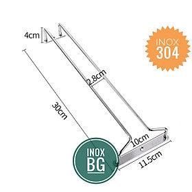 [Inox304] Treo ly, Gài ly 1/2/3 hàng inox304 cho tủ sâu 30cm