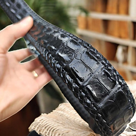 Thắt lưng cá sấu Gai liền Đan viền thủ công ĐẸP CHẤT N33D_B (mặt bạc)