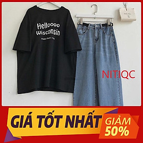 QUẦN JEAN ỐNG RỘNG NỮ CAO CẤP NITIQC MÀU XANH ĐẬM LAI CUỐN FORM CỰC CHUẨN PHONG CÁCH CỰC ĐIÊN