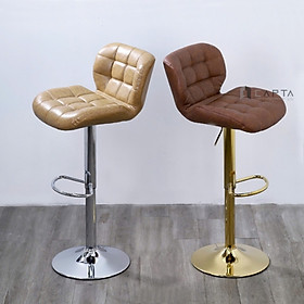 Mua Ghế quầy bàn đảo bếp chân vàng CB2303B-P Nội thất Capta Ghế quầy bar có lưng tựa nệm PVC màu nâu bò màu nâu đậm hân thép mạ màu vàng bóng sang trọng bar chair hcmc
