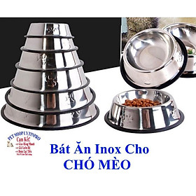 BÁT ĂN INOX CHO THÚ CƯNG CHÓ MÈO In hình bàn chân nổi Đế chống trượt - SIZE XS (16CM)