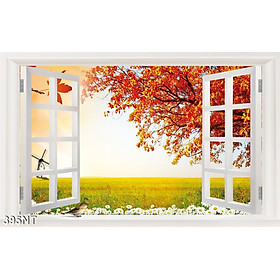 TRANH DÁN TƯỜNG 3D CỬA SỔ PHONG CẢNH ĐẸP 395NT - TRANH DÁN TƯỜNG HÌNH Ô CỬA SỔ NHÌN RA PHONG CẢNH