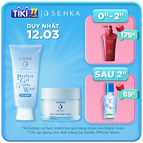 Bộ sữa rửa mặt dạng gel dịu nhẹ và Kem Dưỡng Cấp Ẩm Chuyên Sâu Senka (Senka Perfect Gel Gentle Wash và Senka Deep Moist Gel Cream 50G)