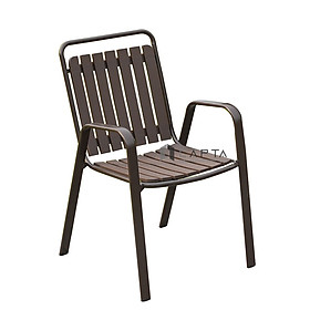 Ghế sắt ngoài trời Nội thất Capta CC2032-T mặt và lưng ghế gỗ nhựa chịu nắng mưa Ghế ăn xếp chồng cho nhà hàng sân vườn, sân thượng – Outdoor Chair