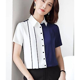 Áo Sơ Mi Nữ Ngắn Tay Một Bên Sọc MYG1 Thời Trang TOP FASHION SHOP Chất Vải Mềm Mịn, Chuẩn Form