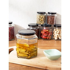 Mua Hũ thuỷ tinh lục giác đựng mứt  ngũ cốc  mật ong (100ml/180ml/380ml/500ml)