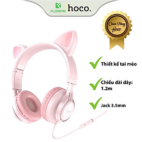 Mua Tai Nghe Chụp Dành Cho Hoco W36  Hình Tai Mèo Dễ Thương  Âm Thanh Chân Thực  Tích Hợp Micro Đầu Cắm 3.5mm  Cam Kết Hàng Chính Hãng