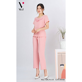 Đồ bộ bigsize - Đồ bộ trung niên - Bộ đồ trung niên mặc nhà bigsize Vicci DGN.03 thiết kế áo cộc quần dài chất liệu đũi cao cấp (dành cho người béo)