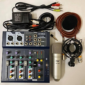 Mua BỘ combo míc THU ÂM hát karaoke online micro ISK AT100 BÀN TRỘN ÂM THANH MIXER YAMAHA F4 USB