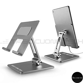 Mua Giá Đỡ Để Bàn Máy Tính Bảng Ipad Điện Thoại (Lớn) Hợp Kim Nhôm Cao Cấp Màu Xám - Điều Chỉnh Góc Độ - Trục Kép- Gấp Lại Tiện Lợi Hàng Chính Hãng