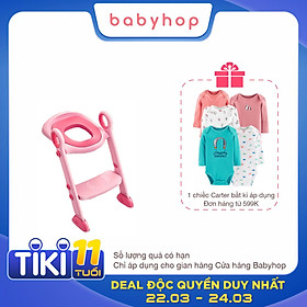 Thang bô vệ sinh có nắp lót thu nhỏ bồn cầu Babyhop cho bé trai và bé gái có tay vịn, gấp dựng cất gọn