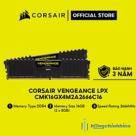 Mua Bộ nhớ trong Corsair DDR4 Vengeance LPX 16GB (2x8GB) 2666 C16 đen /CMK16GX4M2A2666C16 Hàng chính hãng