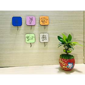 Mua Combo 5 Móc Dán Tường ĐÔNG TÂN Bằng Gỗ Móc Treo Bằng Inox