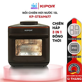 Nồi chiên hơi nước KIPOR KP-STEAM677 - bảng điều khiển điện tử nấu đa chế độ, chiên hấp đồng thời - Hàng chính hãng