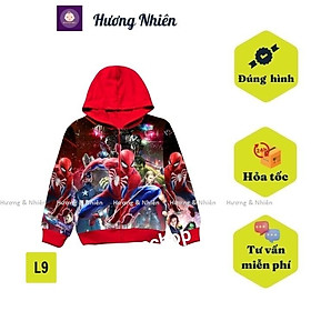 Áo khoác siêu nhân bé trai từ 15-43kg. Chất liệu vải thun da cá - Áo có túi