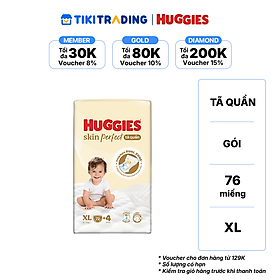 Tã quần Huggies Skin Perfect Mega Jumbo XL72+4 miếng với 2 vùng thấm giảm kích ứng da