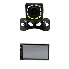 2 Din 7'' Touch Screen Car + 12 LED Rear View Camera Parking
