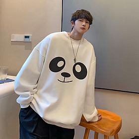 Áo Sweater Cổ Tròn Tay Dài In Hình Mặt Gấu Trúc Thời Trang Đường Phố Cho Nam Và Nữ M-3XL